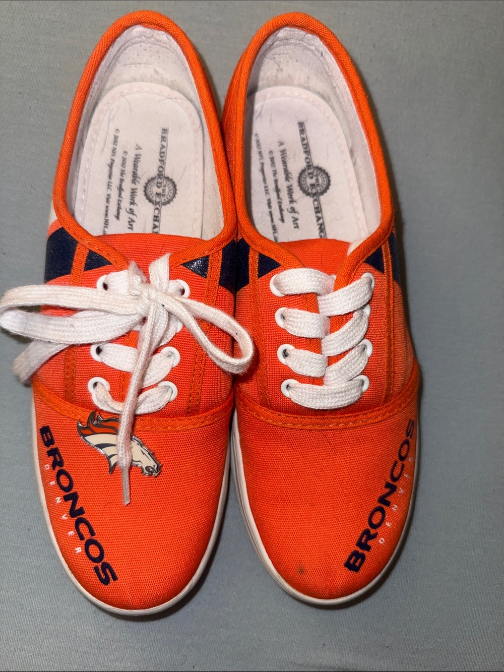 The Bradford Exchange Orange and Navy Denver Broncos Canvas Sneakers